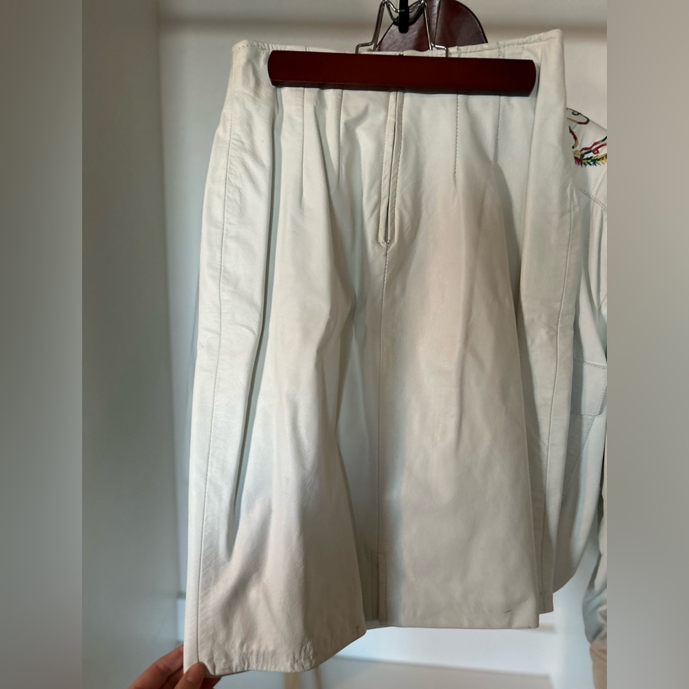 White leather Women's Jacket With Matching Skirt Medium Vintage Western Style - Picture 6 of 6